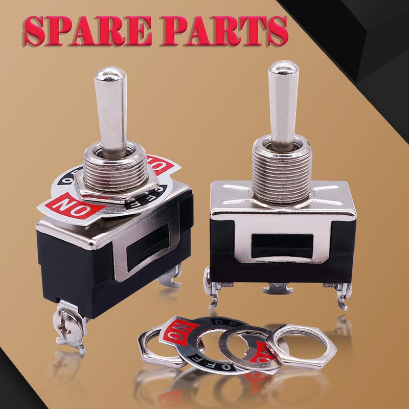 Twidec/3Pcs Heavy Duty Rocker Momentary Toggle Switch 16A 250V AC SPDT 3 Position 3 Pin (ON)-Off-(ON) Switch with Metal Bat Waterproof Boot Cap Cover Ten-123-B123 - Image 2